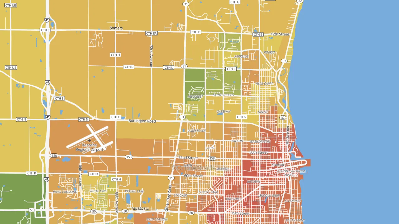 53144, WI Map of Vehicle Theft Rates