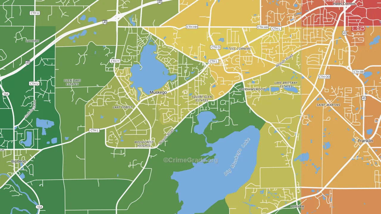 53150, WI Map of Vehicle Theft Rates