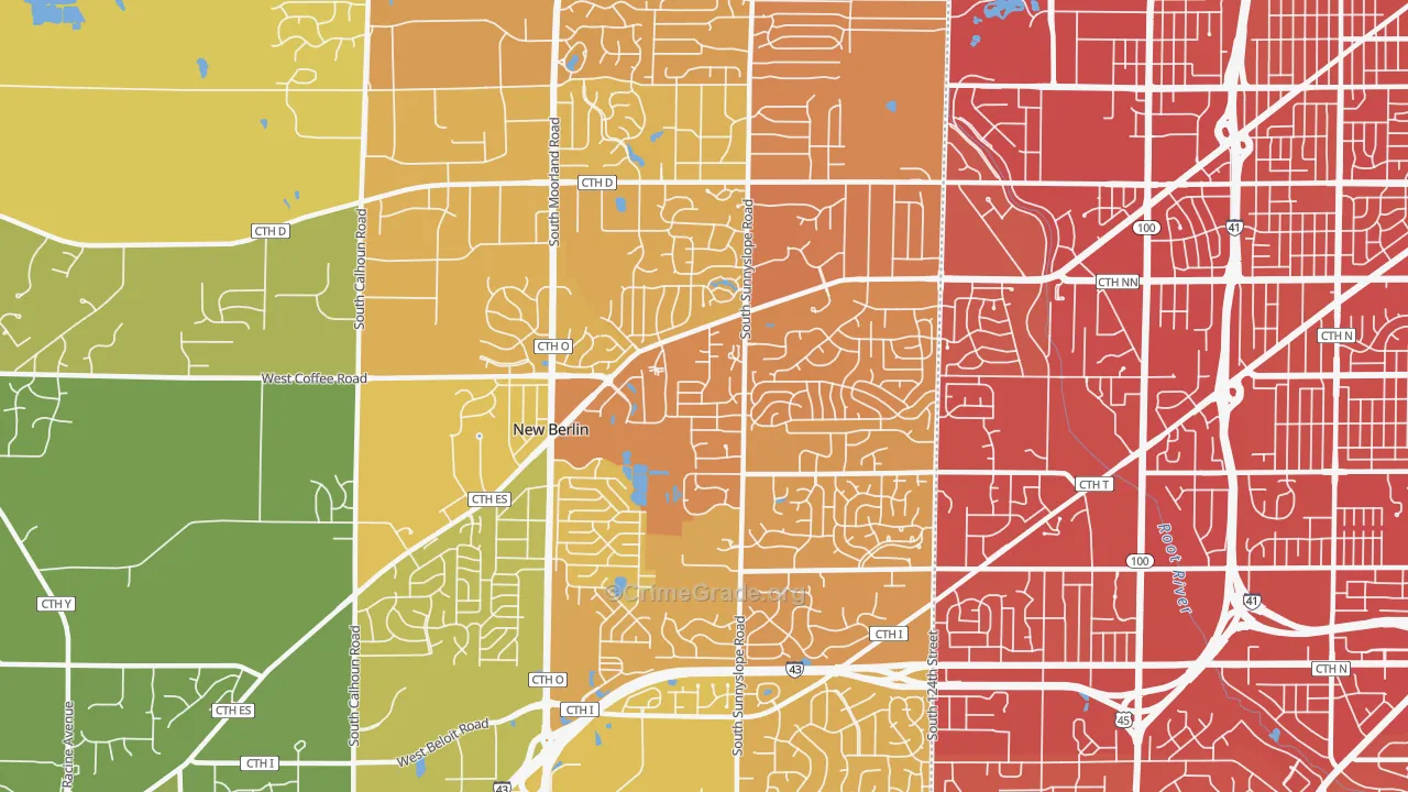 53151, WI Map of Vehicle Theft Rates