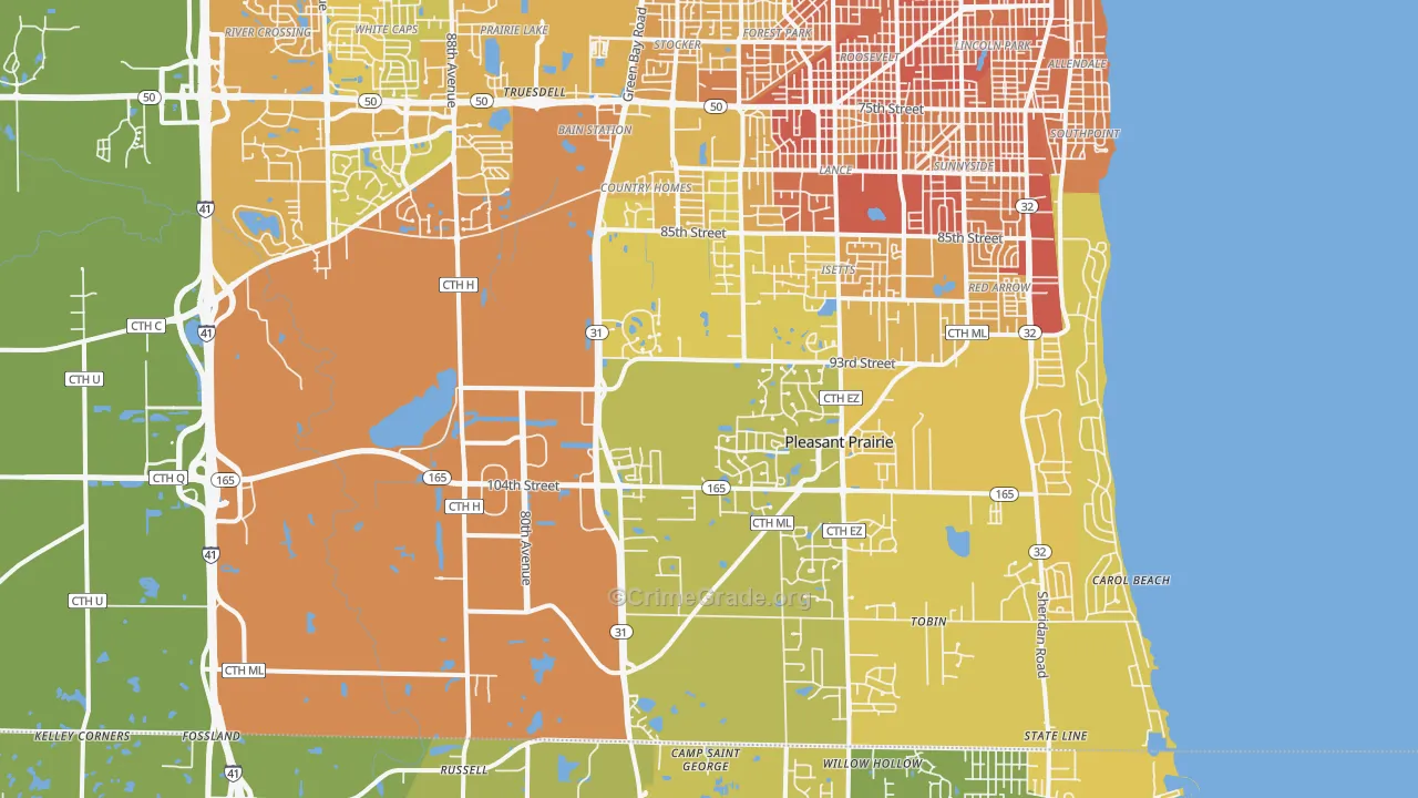 53158, WI Map of Vehicle Theft Rates