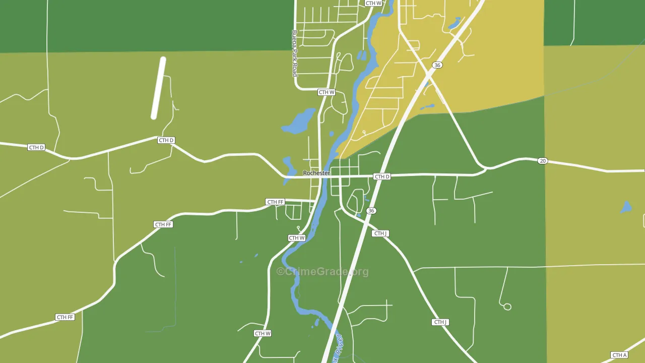 53167, WI Map of Vehicle Theft Rates