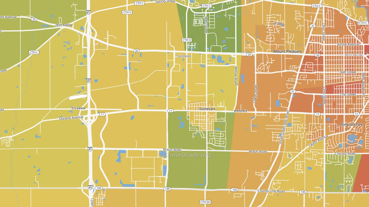 53177, WI Map of Vehicle Theft Rates