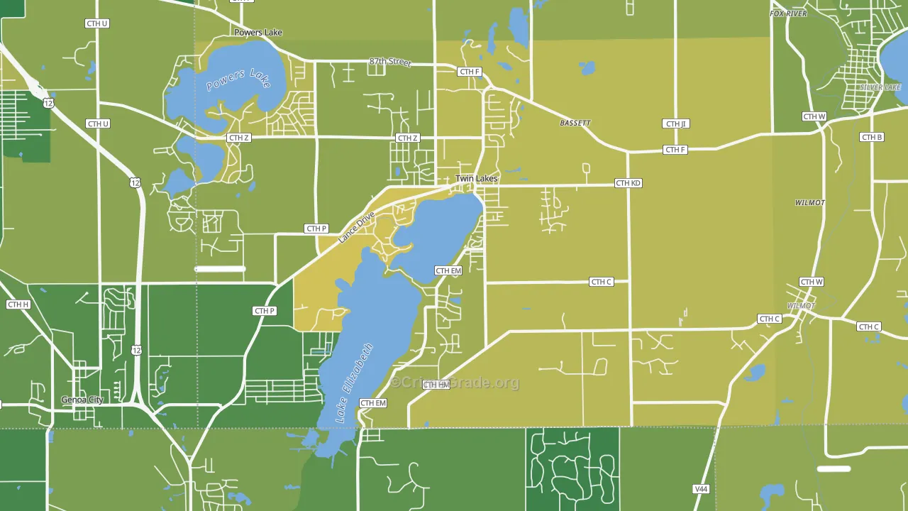53181, WI Map of Vehicle Theft Rates