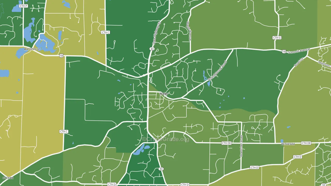 53183, WI Map of Vehicle Theft Rates
