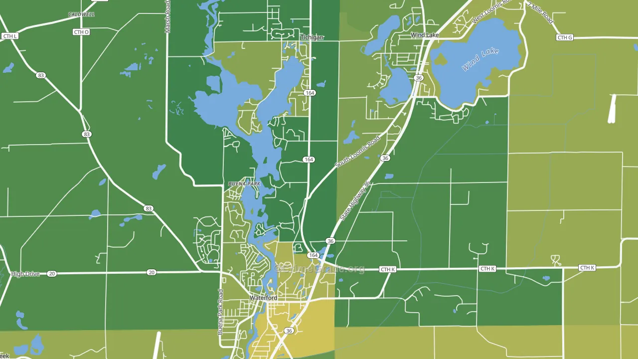 53185, WI Map of Vehicle Theft Rates