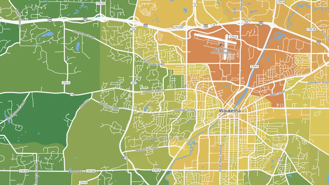 53188, WI Map of Vehicle Theft Rates