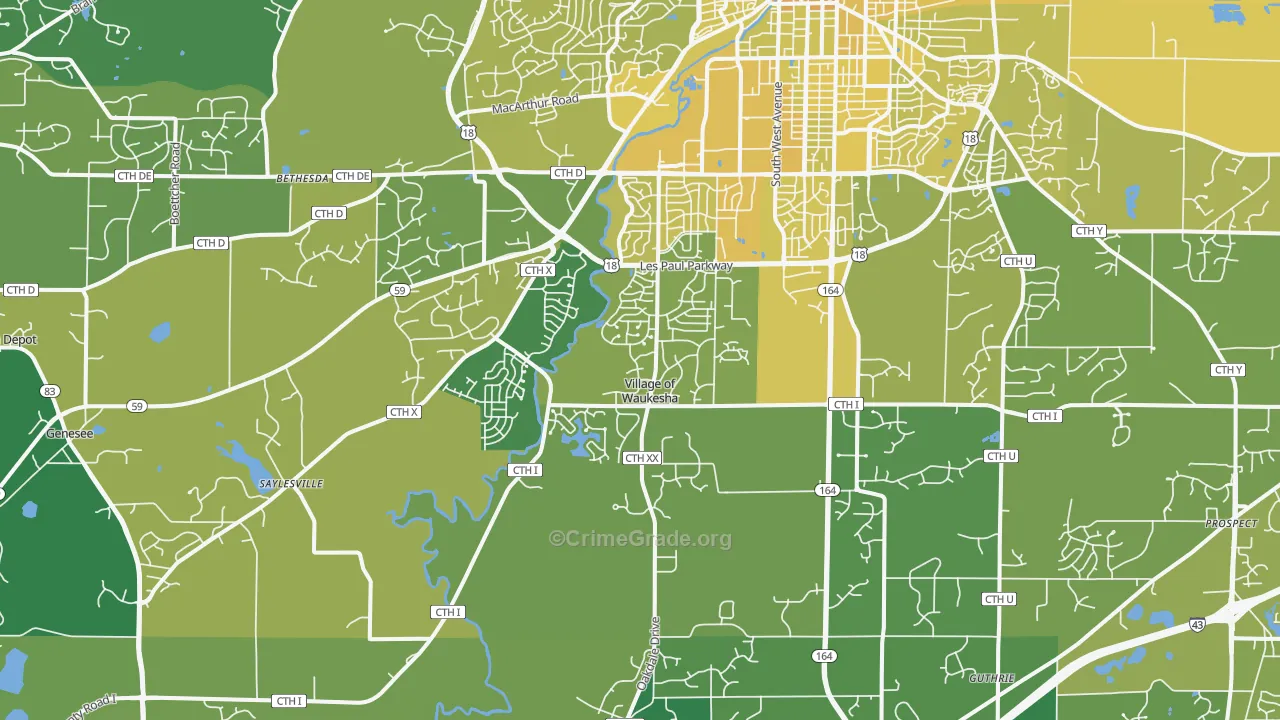 53189, WI Map of Vehicle Theft Rates