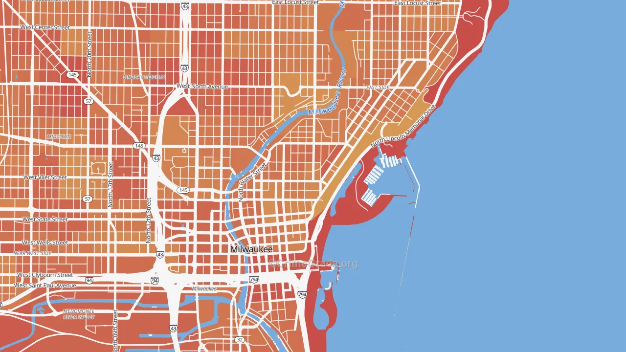 53202, WI Map of Vehicle Theft Rates
