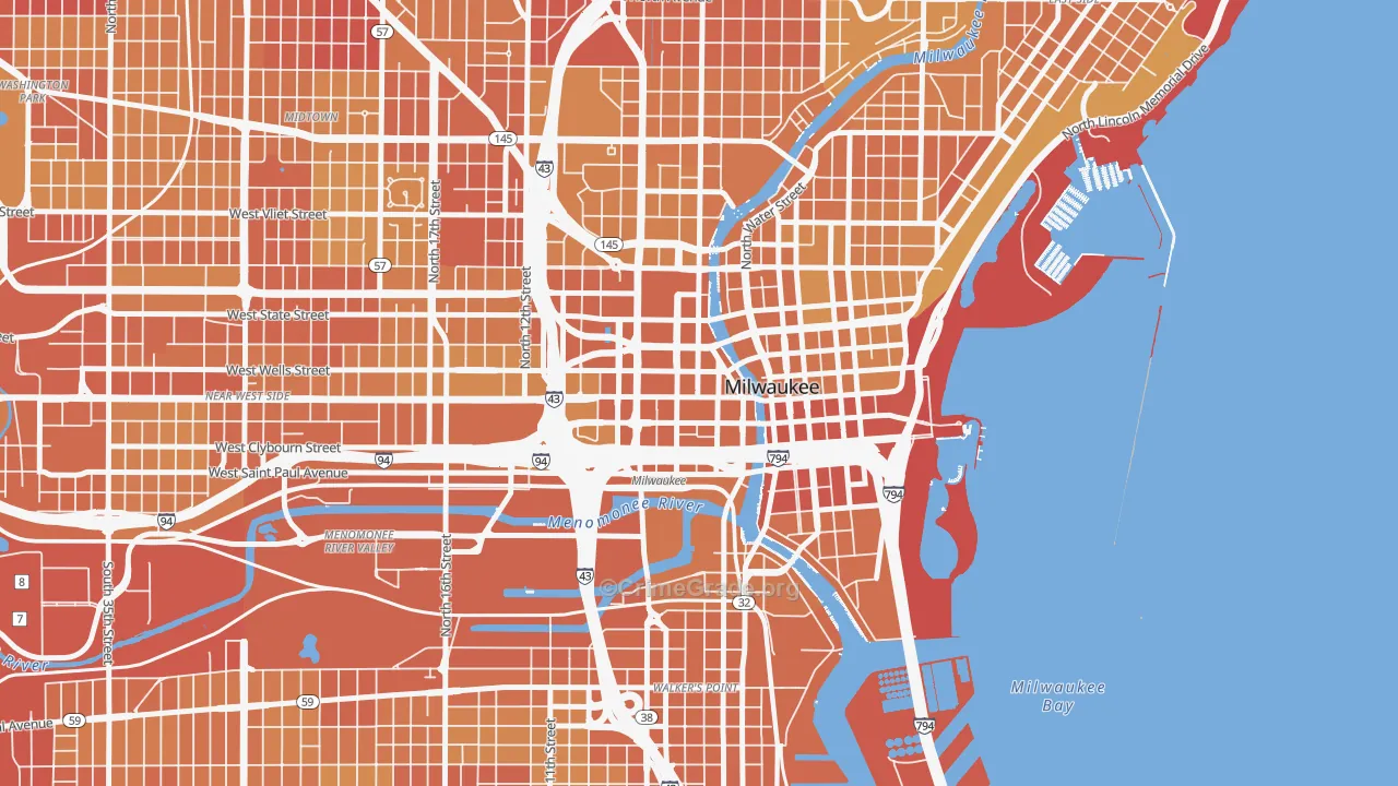53203, WI Map of Vehicle Theft Rates