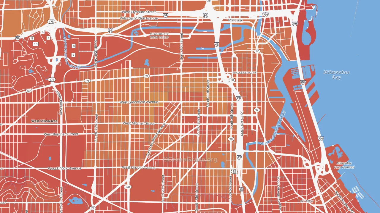 53204, WI Map of Vehicle Theft Rates