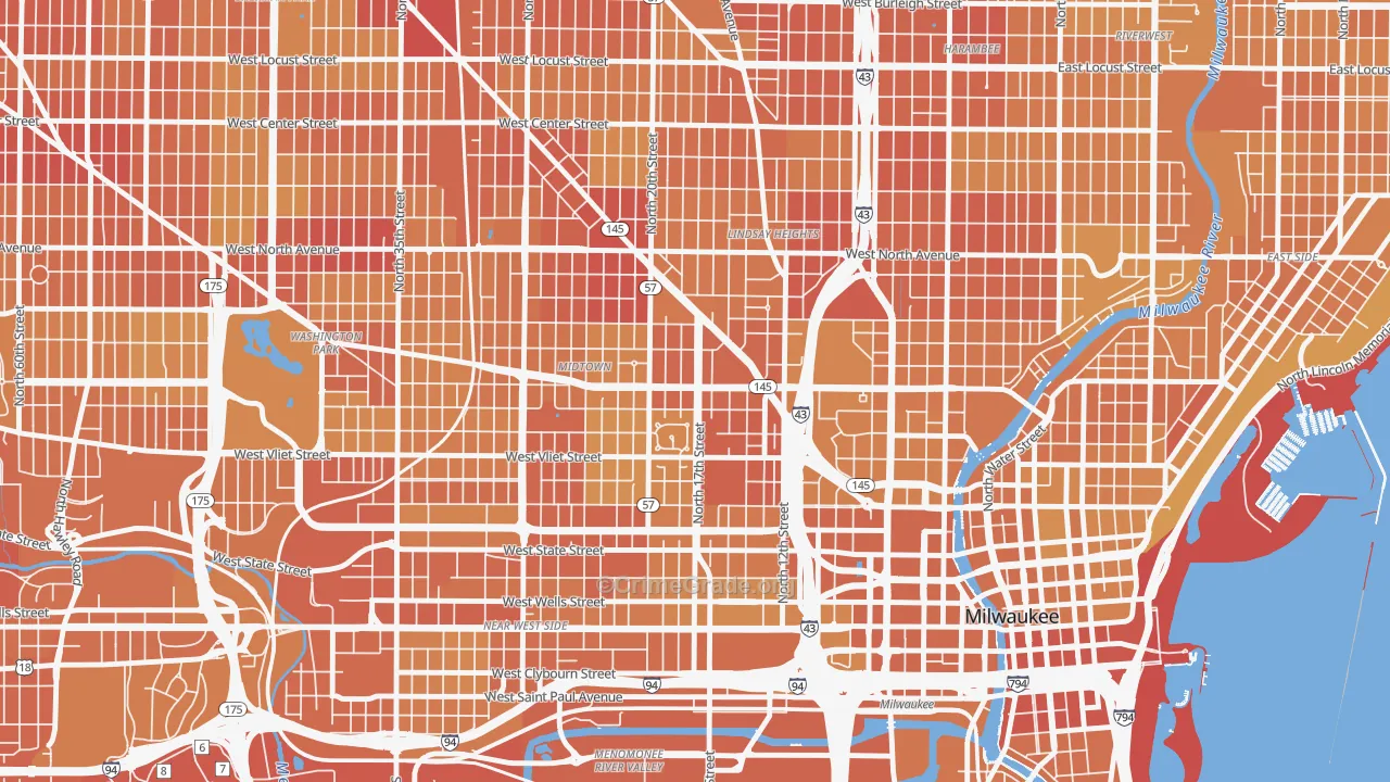 53205, WI Map of Vehicle Theft Rates