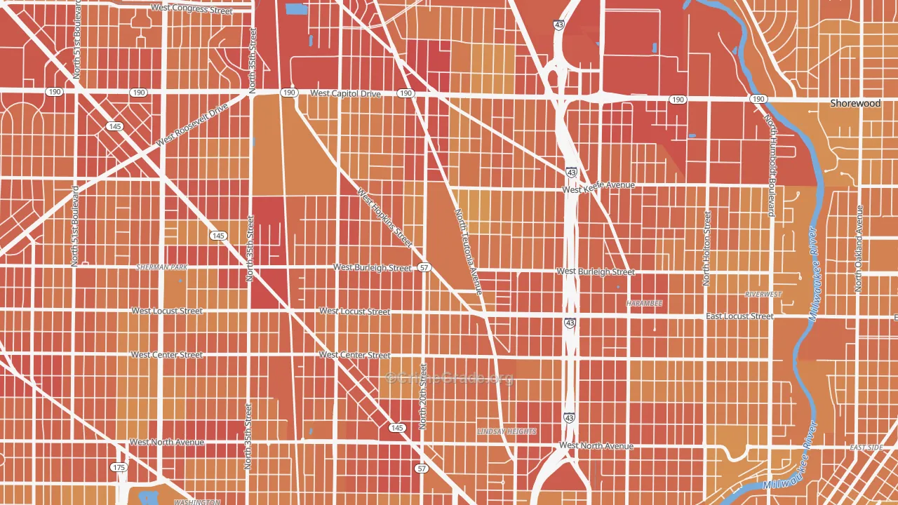 53206, WI Map of Vehicle Theft Rates