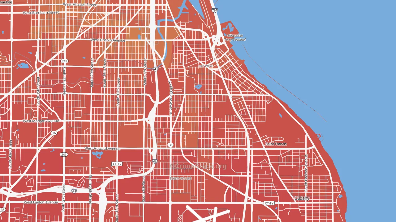 53207, WI Map of Vehicle Theft Rates