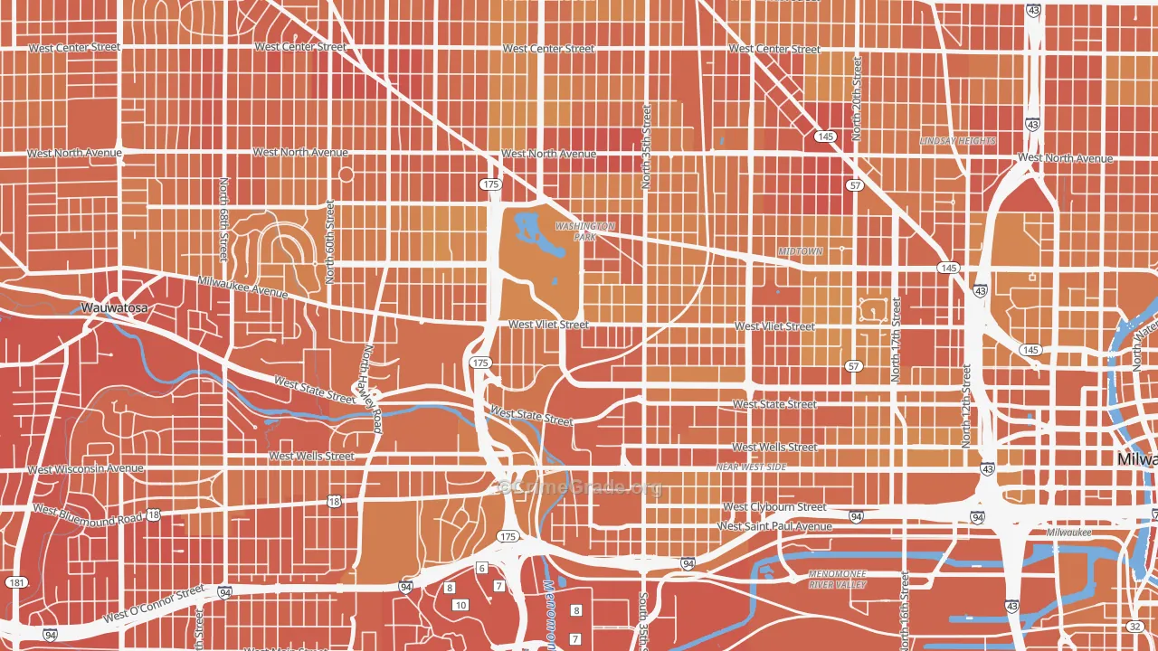 53208, WI Map of Vehicle Theft Rates