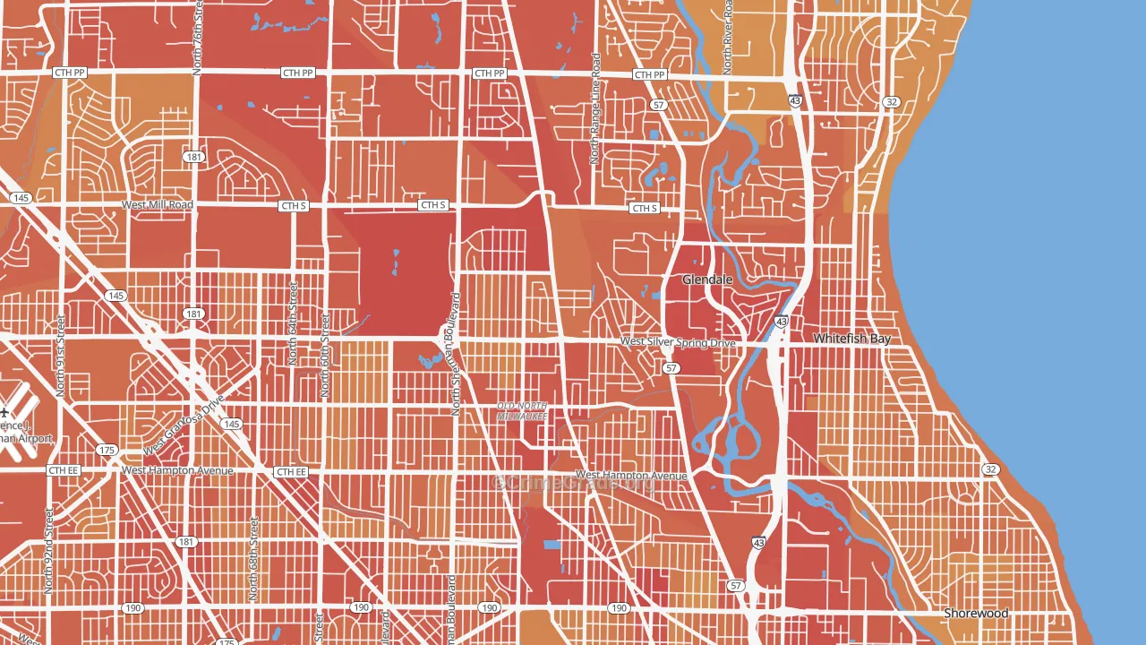 53209, WI Map of Vehicle Theft Rates