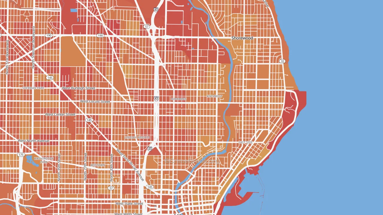 53212, WI Map of Vehicle Theft Rates