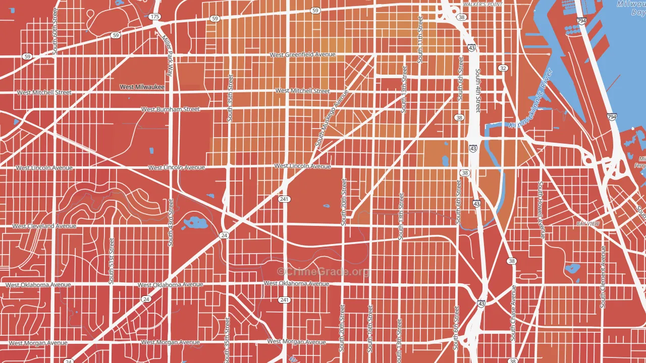 53215, WI Map of Vehicle Theft Rates