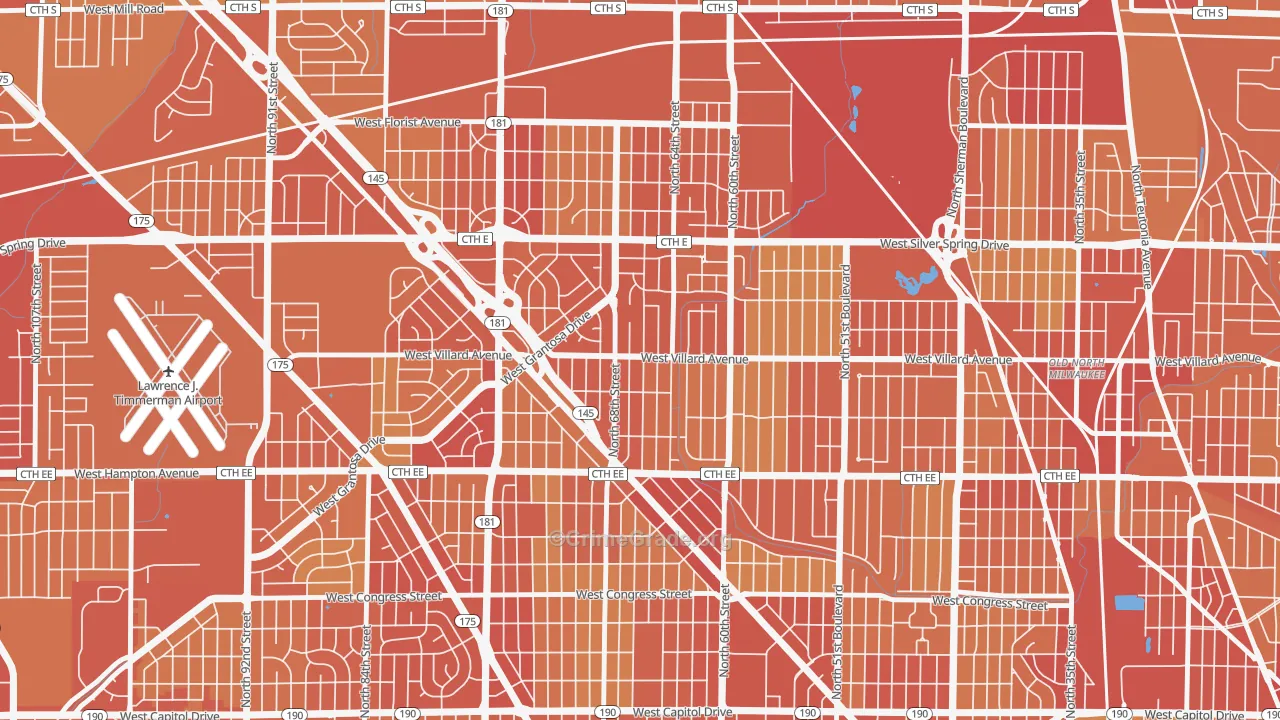 53218, WI Map of Vehicle Theft Rates