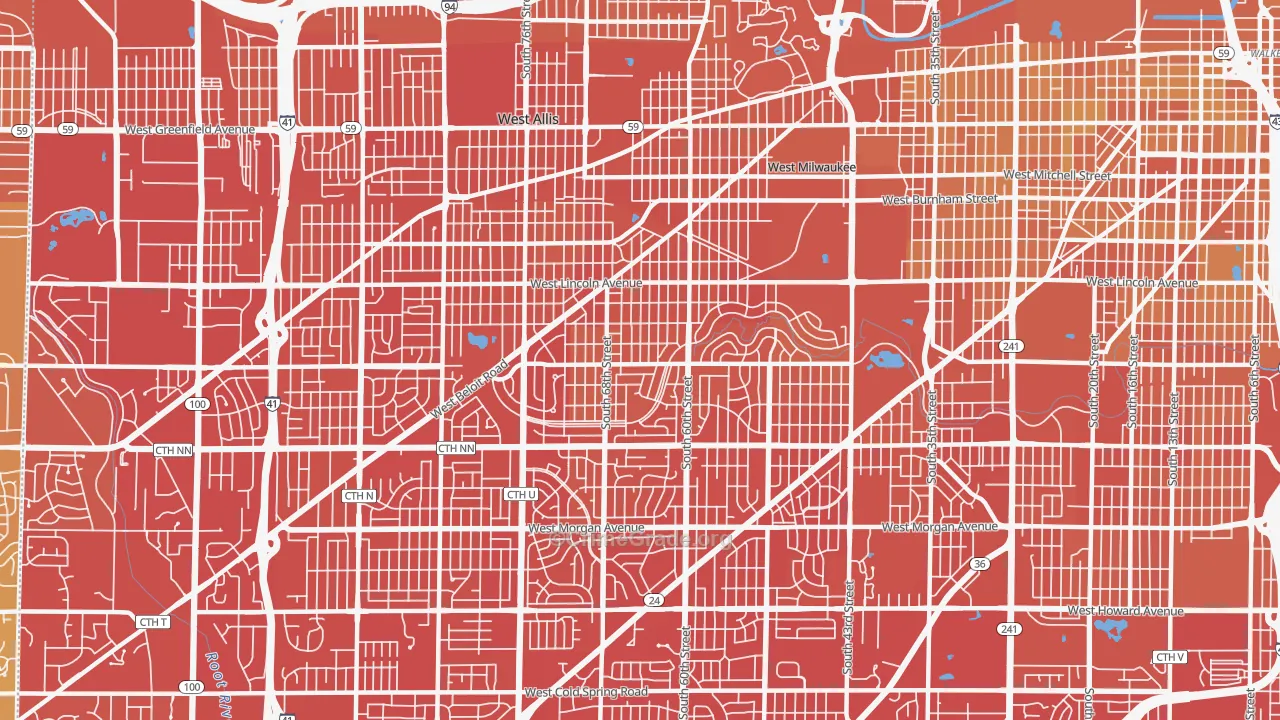 53219, WI Map of Vehicle Theft Rates
