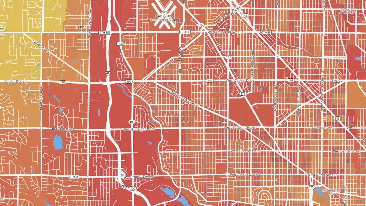 53222, WI Map of Vehicle Theft Rates