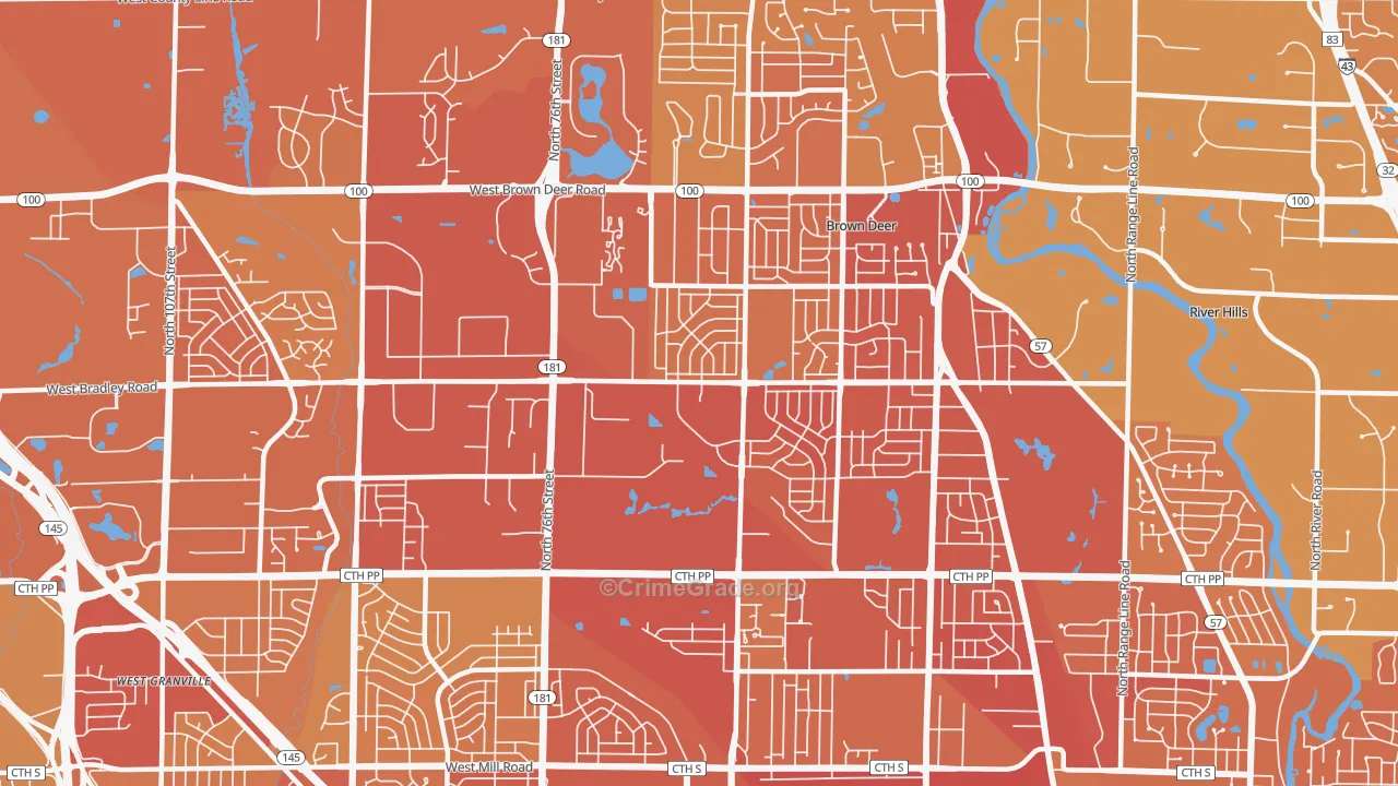 53223, WI Map of Vehicle Theft Rates