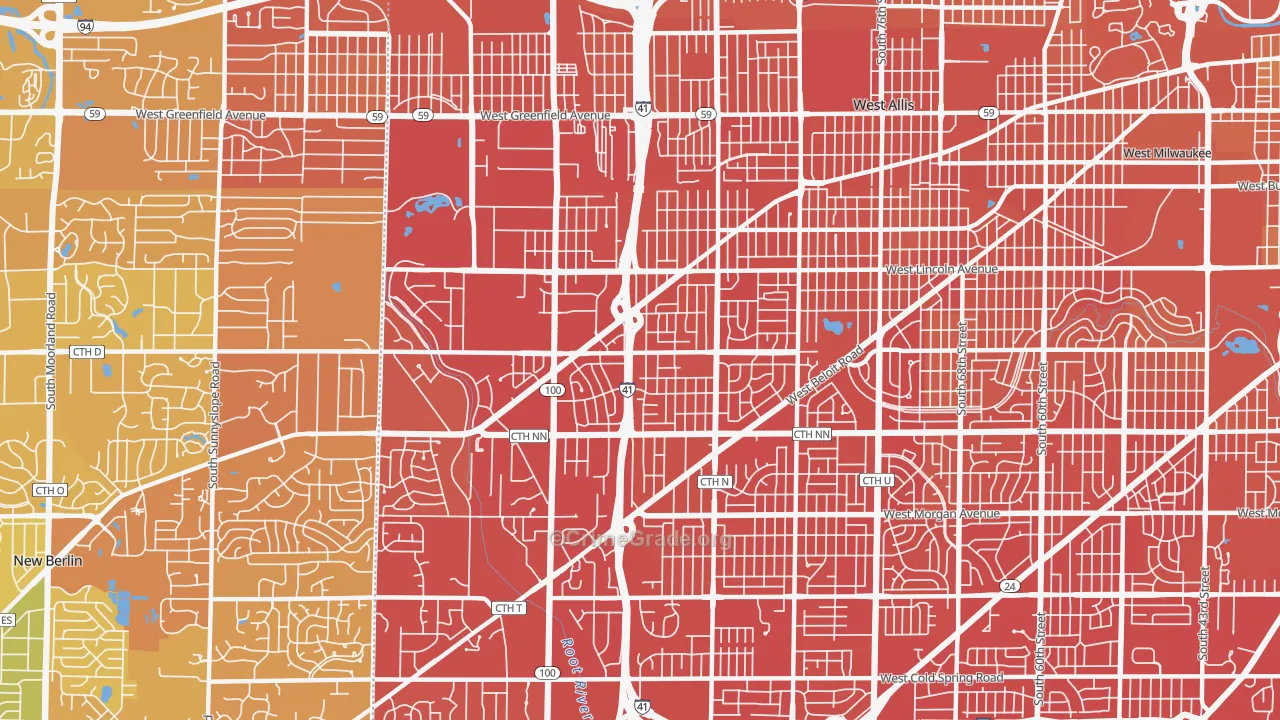 53227, WI Map of Vehicle Theft Rates