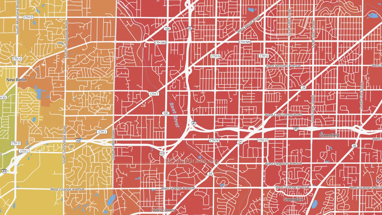 53228, WI Map of Vehicle Theft Rates