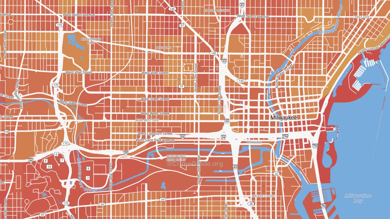 53233, WI Map of Vehicle Theft Rates