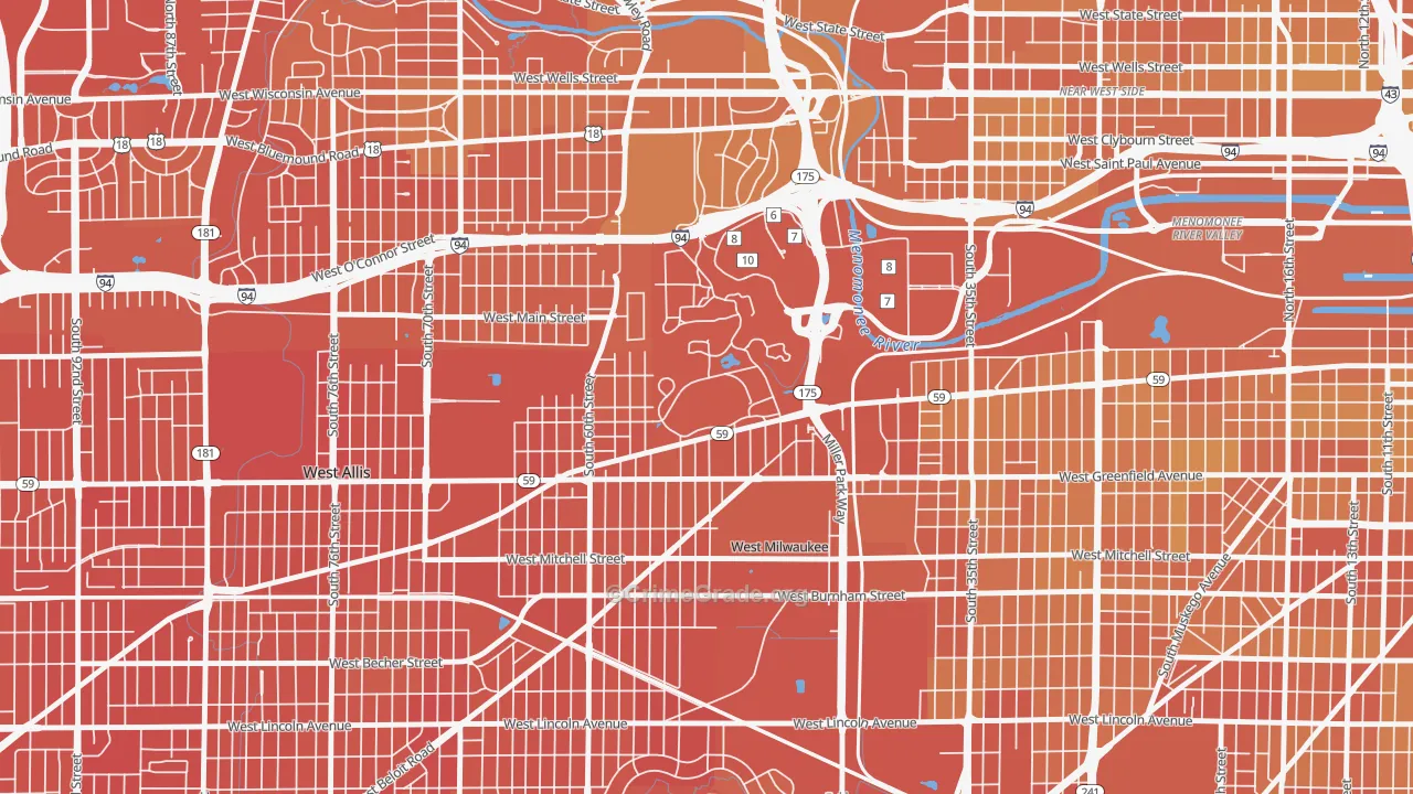 53295, WI Map of Vehicle Theft Rates