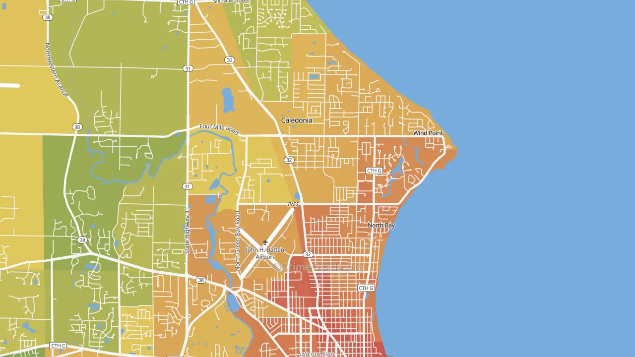 53402, WI Map of Vehicle Theft Rates