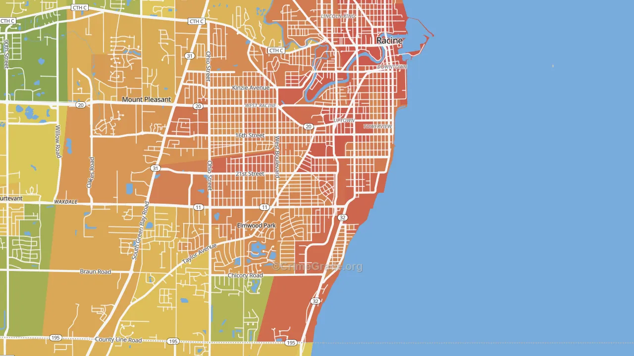 53403, WI Map of Vehicle Theft Rates