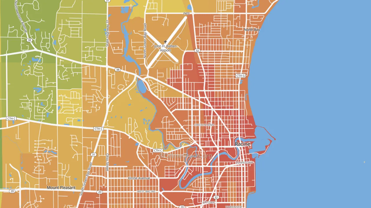 53404, WI Map of Vehicle Theft Rates
