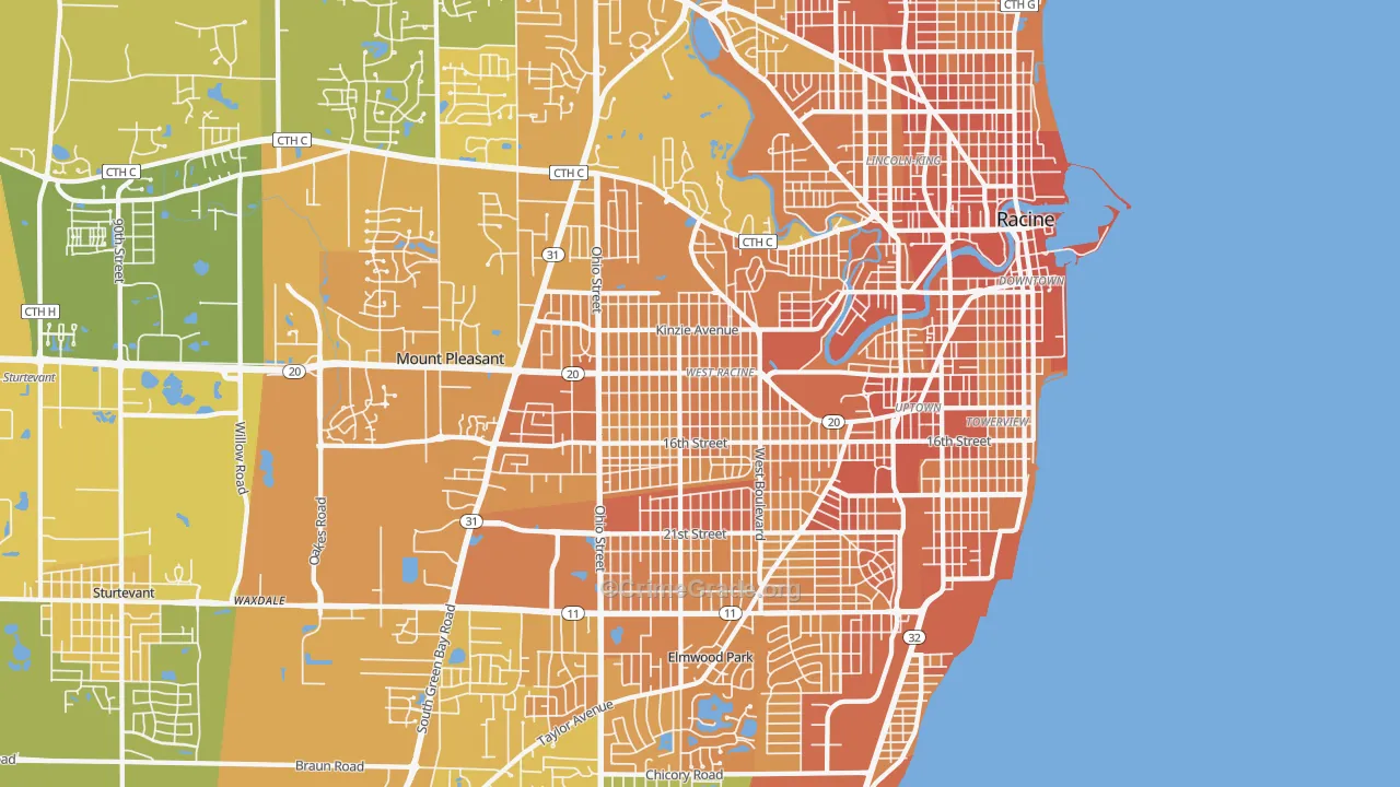 53405, WI Map of Vehicle Theft Rates