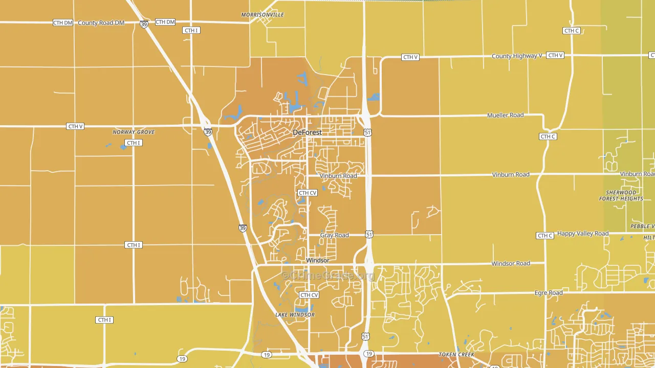 53532, WI Map of Vehicle Theft Rates