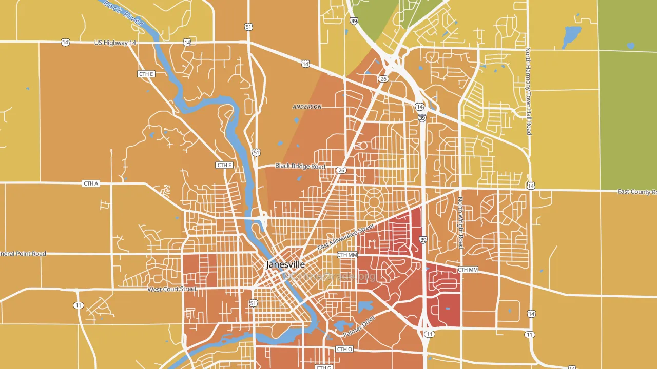 53545, WI Map of Vehicle Theft Rates