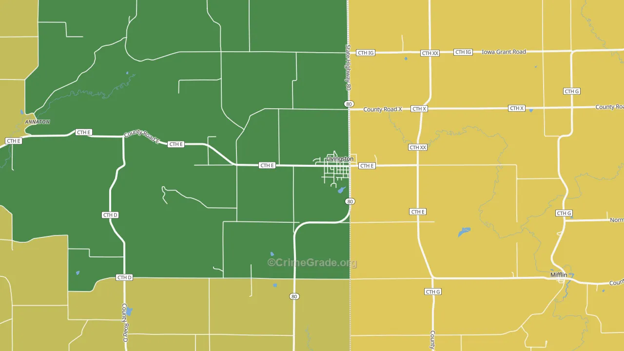 53554, WI Map of Vehicle Theft Rates