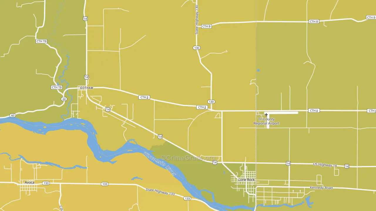 53556, WI Map of Vehicle Theft Rates
