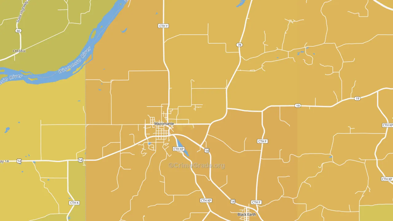 53560, WI Map of Vehicle Theft Rates