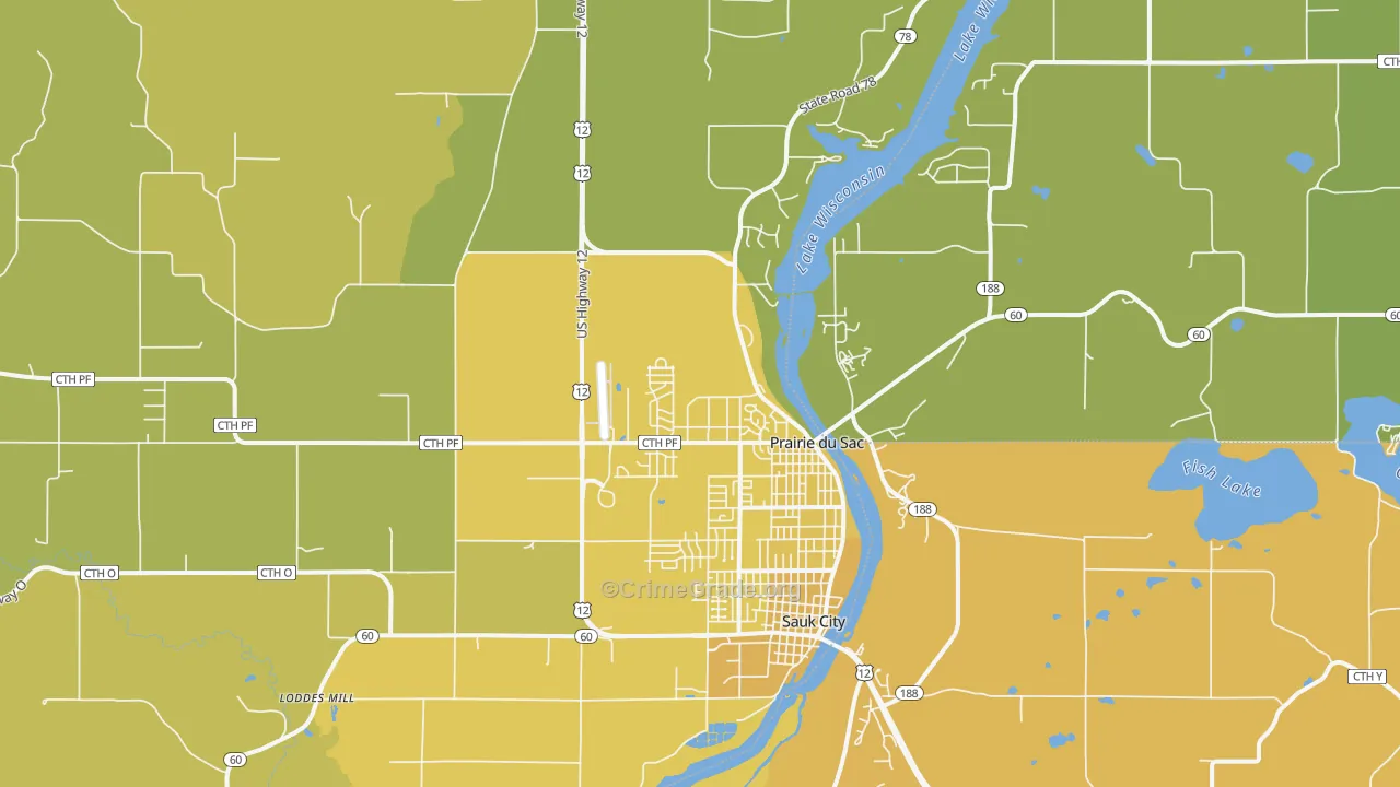 53578, WI Map of Vehicle Theft Rates