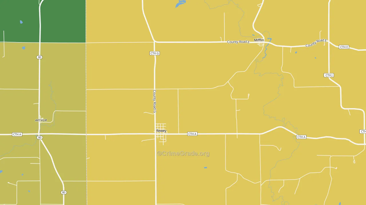 53580, WI Map of Vehicle Theft Rates