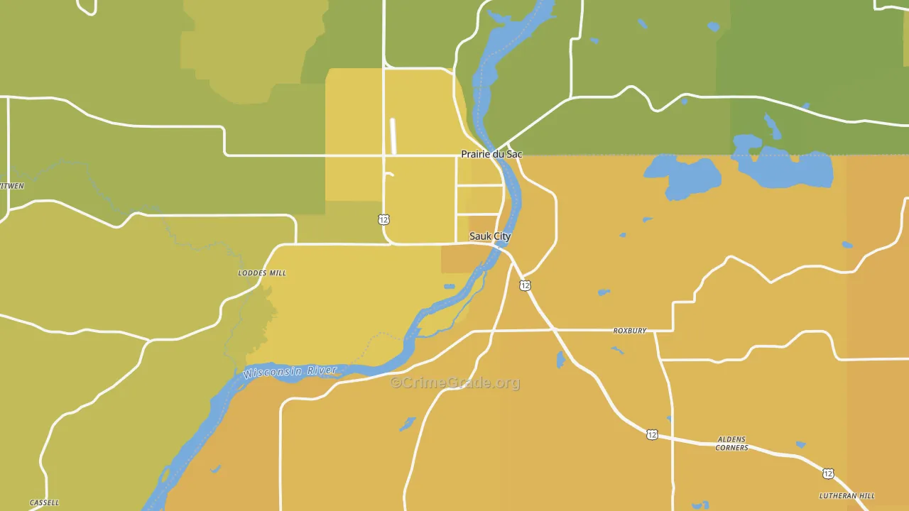 53583, WI Map of Vehicle Theft Rates