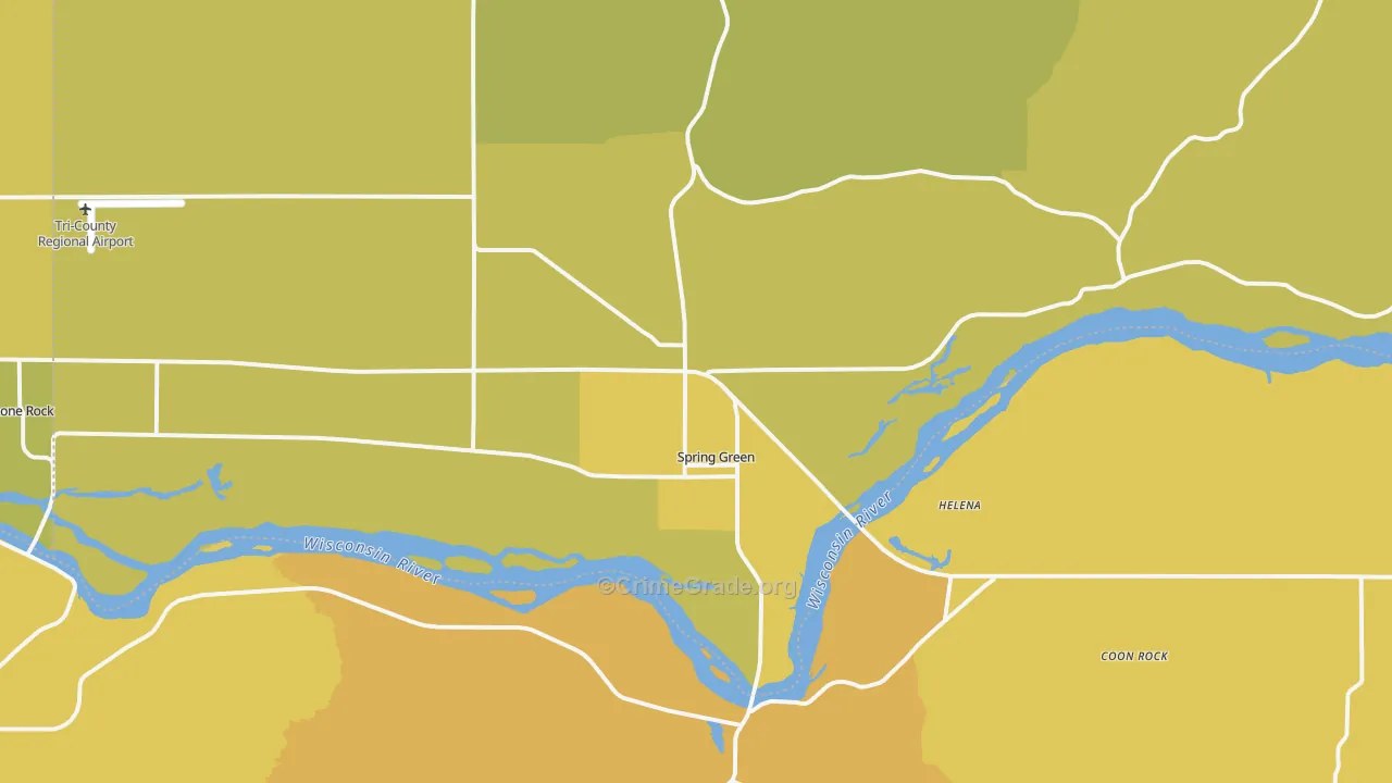 53588, WI Map of Vehicle Theft Rates