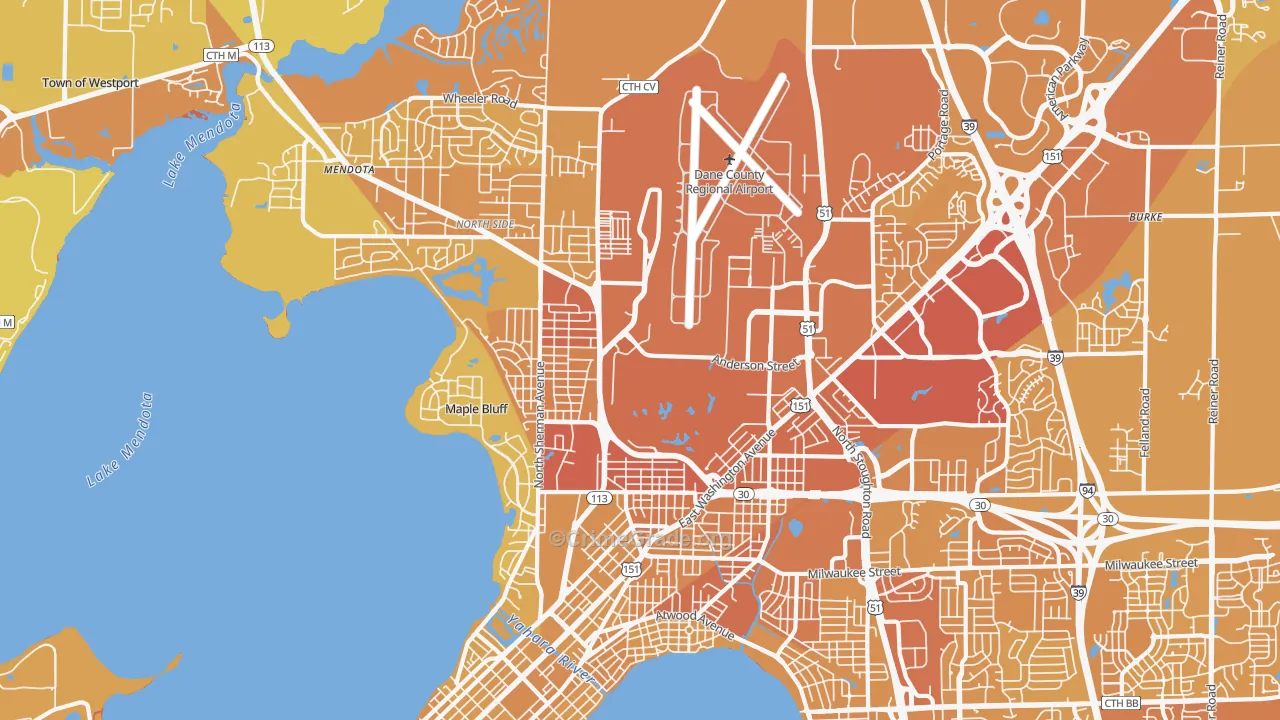53704, WI Map of Vehicle Theft Rates
