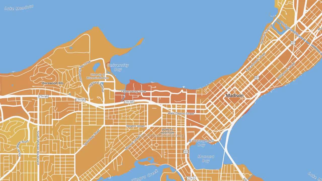 53706, WI Map of Vehicle Theft Rates