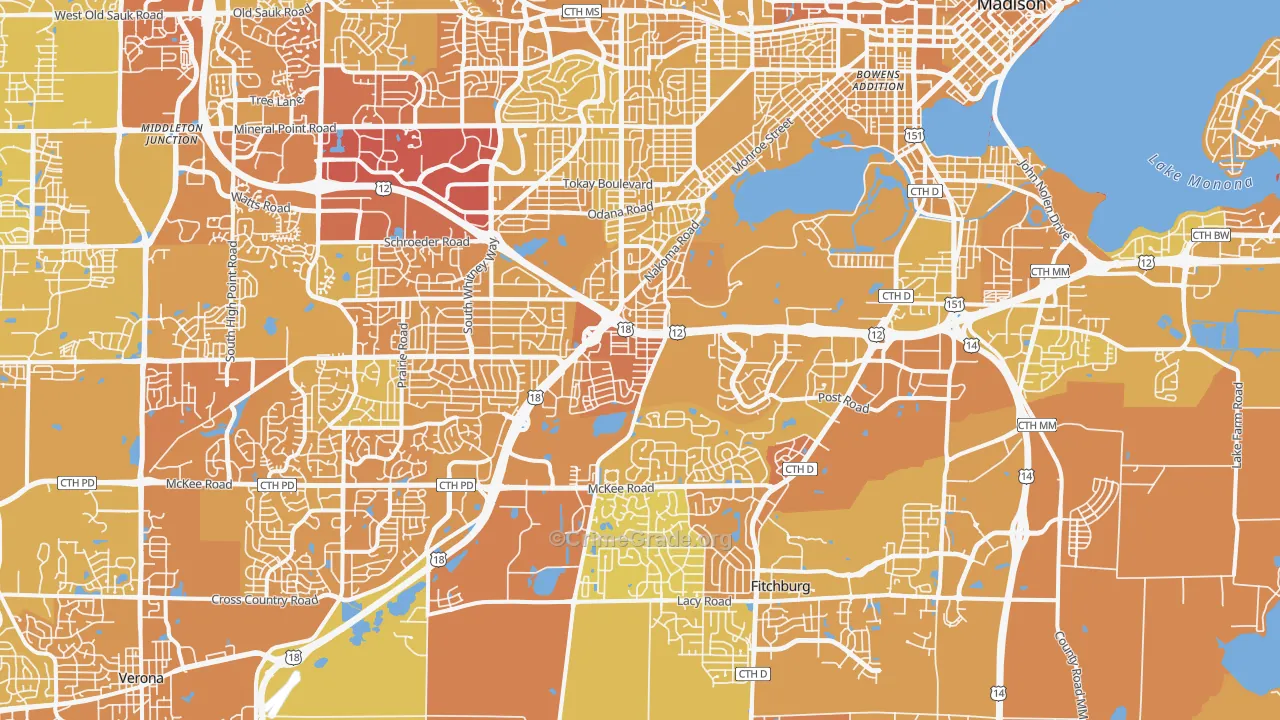53711, WI Map of Vehicle Theft Rates