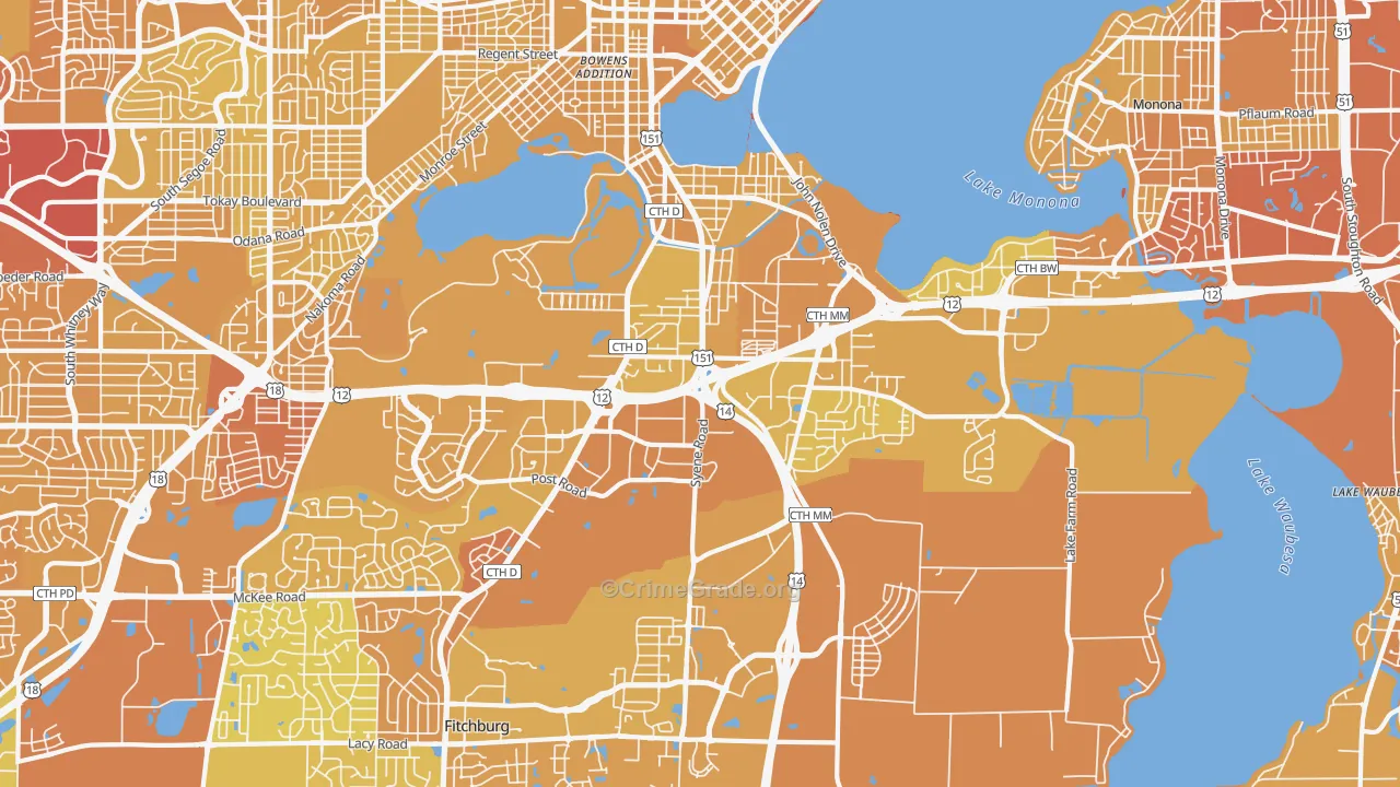53713, WI Map of Vehicle Theft Rates
