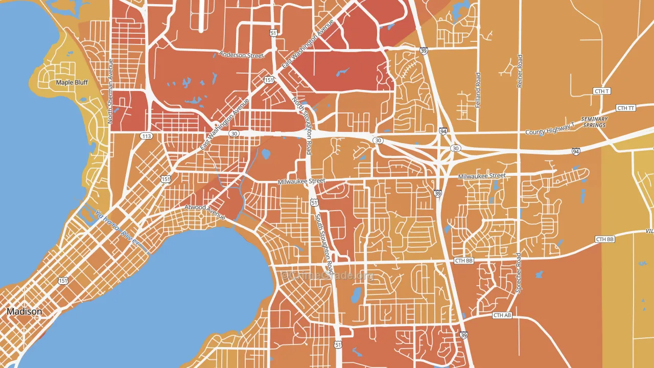 53714, WI Map of Vehicle Theft Rates