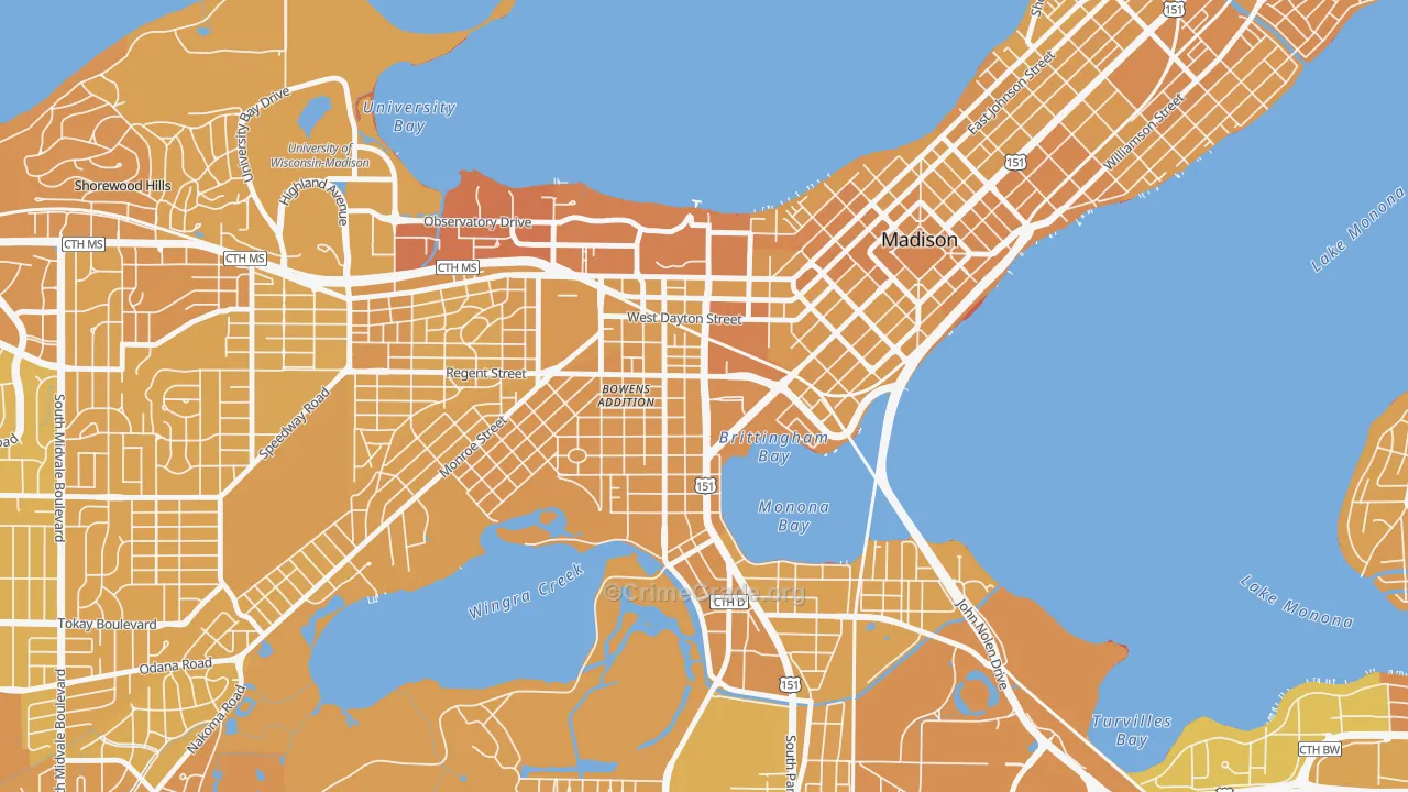53715, WI Map of Vehicle Theft Rates