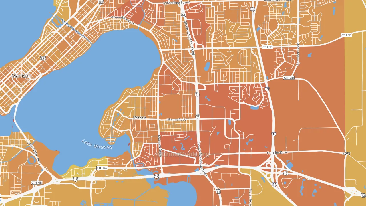 53716, WI Map of Vehicle Theft Rates
