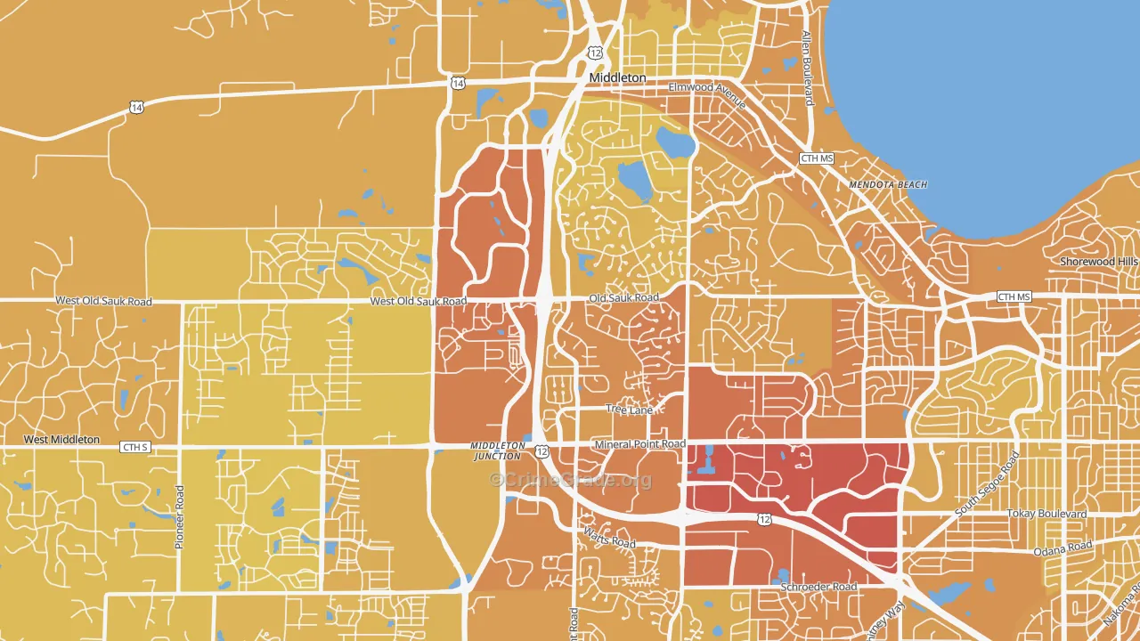 53717, WI Map of Vehicle Theft Rates